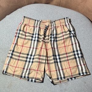 Burberry Beige and Black Plaid Shorts